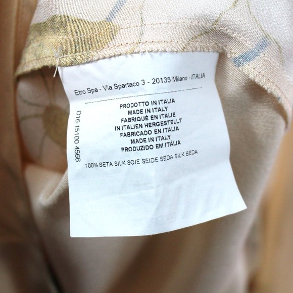 Etro Silk Pale Peach Floral Design V-Neck Knee Length Shift Dress 40 - Picture 8 of 8